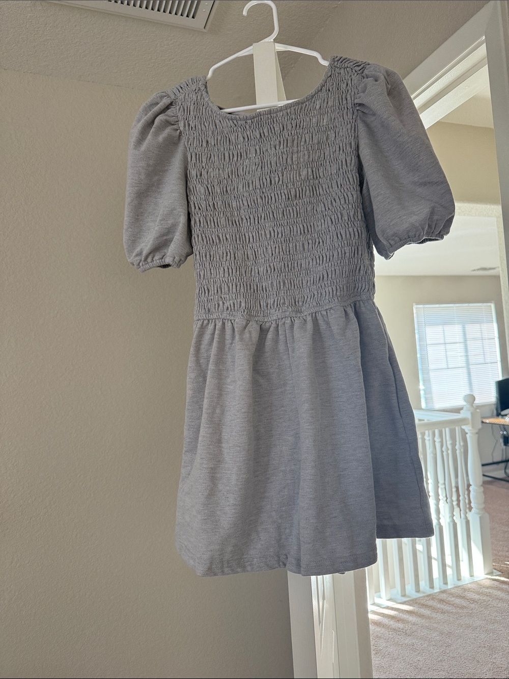 NWT Listicle Gray Smocked Puff-Sleeve Jumpsuit Romper